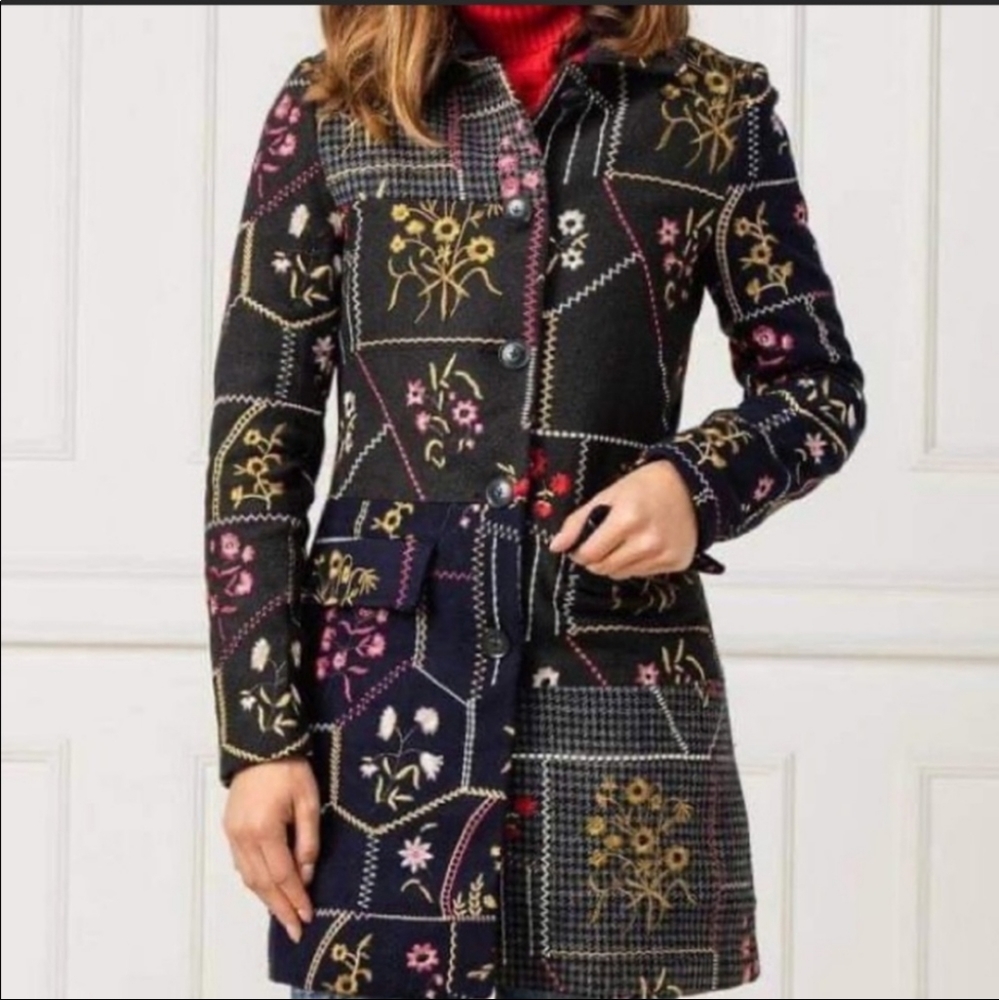 Desigual 5 Button Patchwork Coat - image 1